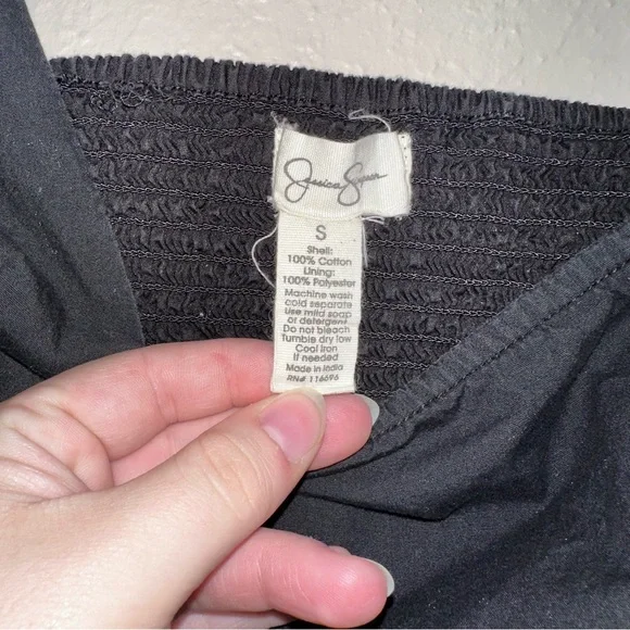 Jessica Simpson Black Midi Dress With Puff Sleeves Size Small - Picture 7 of 8